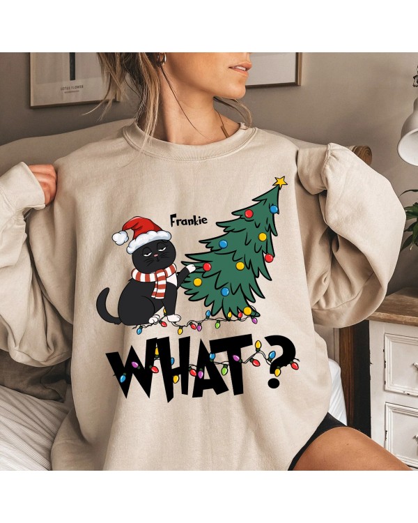 Cat What Christmas Tree – Personalized Sweatshirt