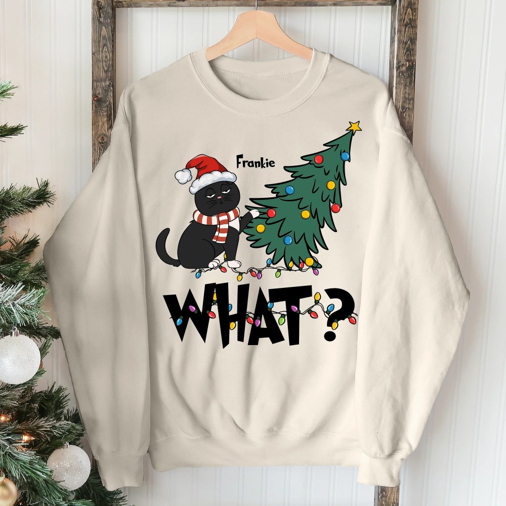 Cat What Christmas Tree – Personalized Sweatshirt