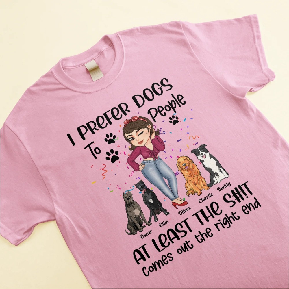 Prefer Dogs To People – Personalized Shirt – Birthday Gift For Dog Mom Dog Lover – Chibi Girl