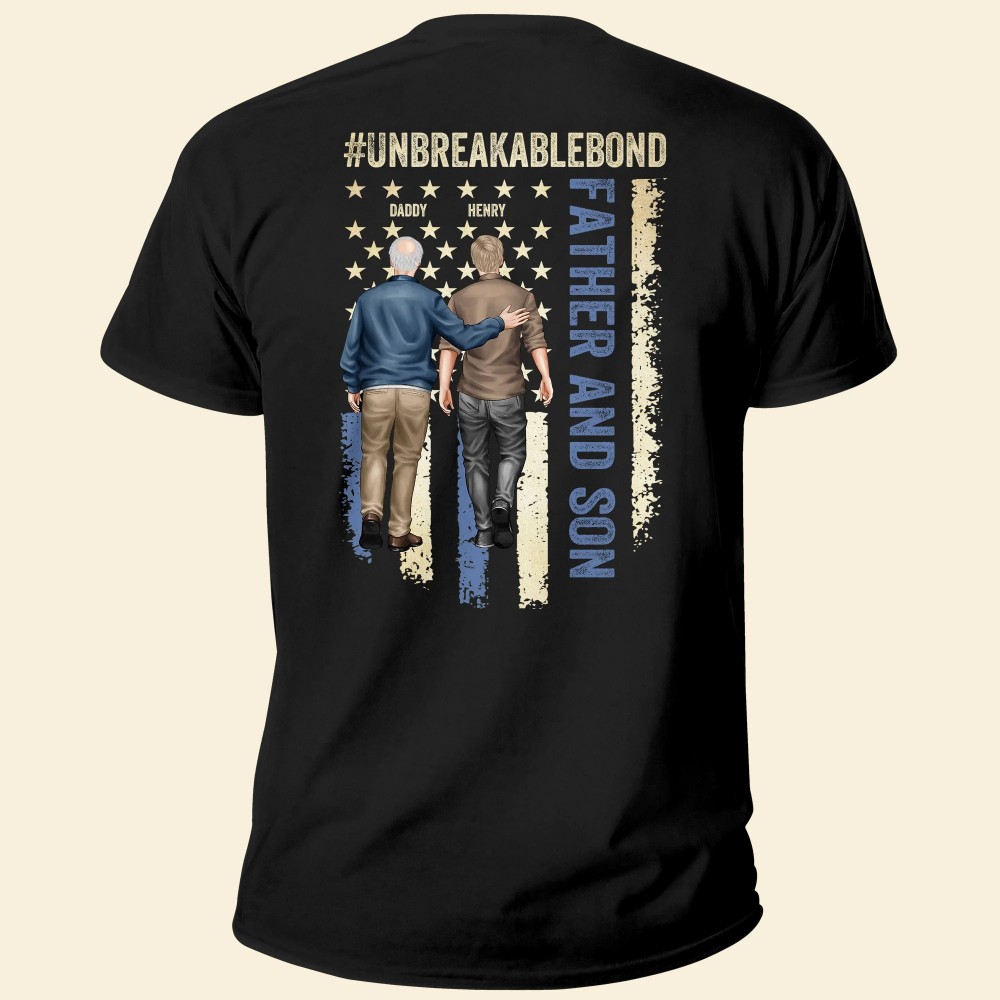 New Version Unbreakable Bond – Father Son – Personalized Back Printed Shirt