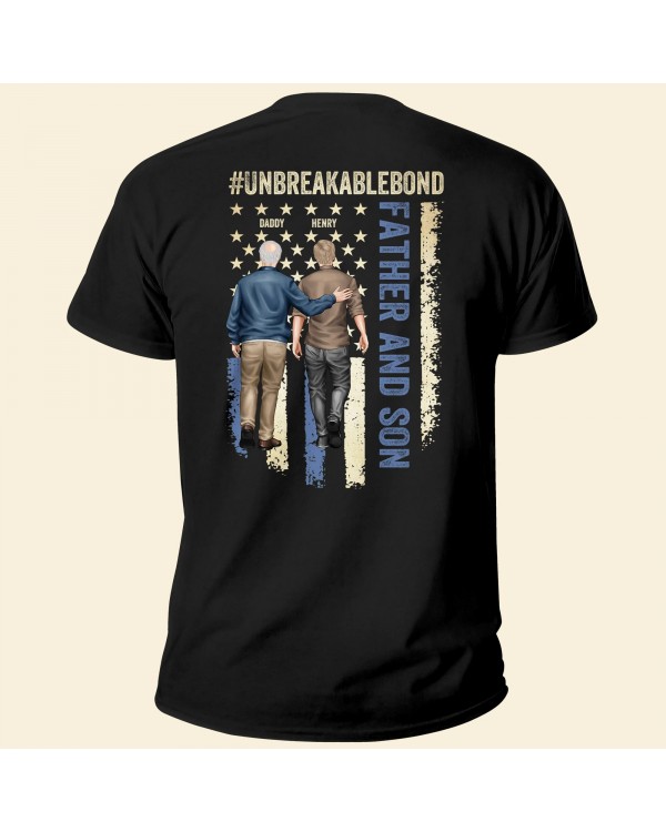 New Version Unbreakable Bond – Father Son – Personalized Back Printed Shirt