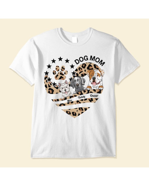 Dog Mom Leopard Pattern – Personalized Shirt – Birthday Gift For Mom Wife Daughter Sister Dog Lover