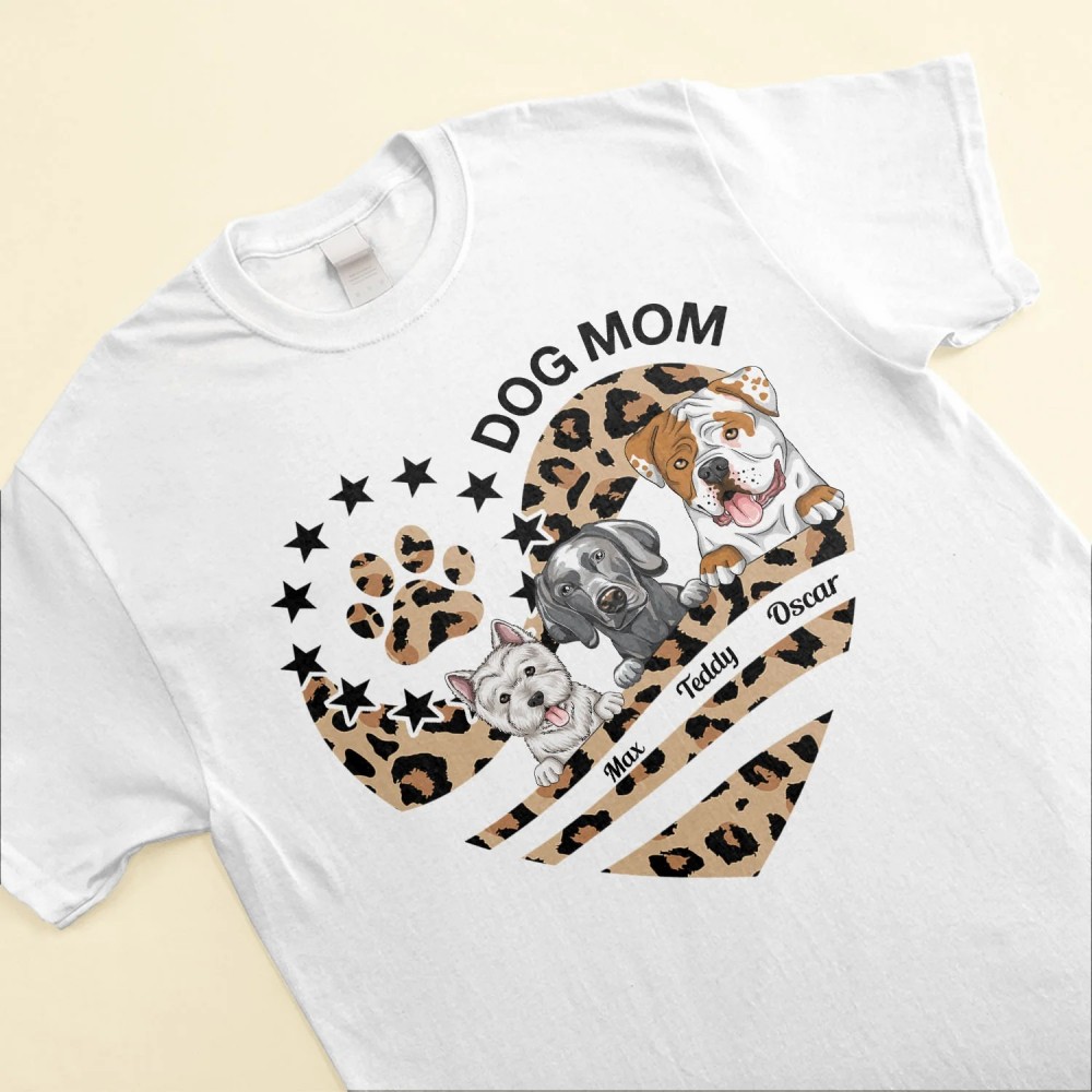 Dog Mom Leopard Pattern – Personalized Shirt – Birthday Gift For Mom Wife Daughter Sister Dog Lover