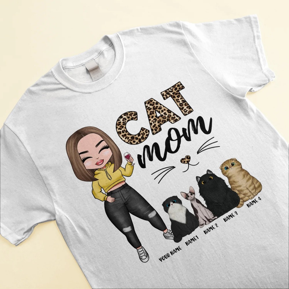 Cat Mom – Personalized Shirt – Cartoon Girl