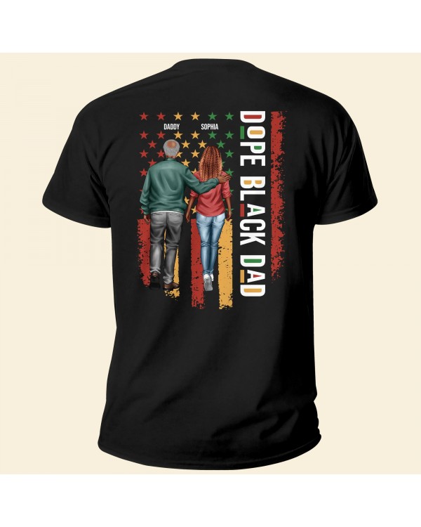 Back Printed Shirt – Dope Black Dad – Personalized Back Printed Shirt