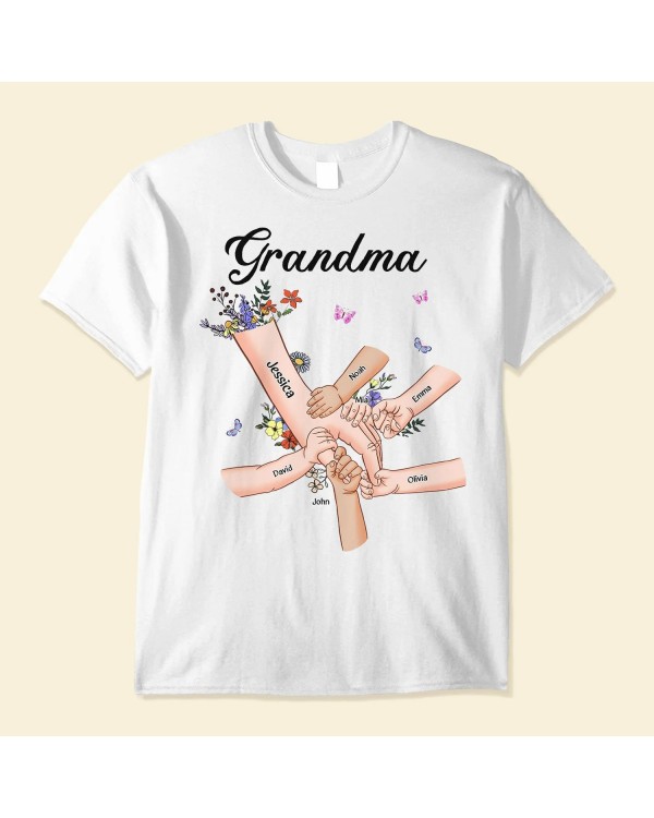 Holding Mom’s Hand Grandma’s Hand – Personalized Shirt