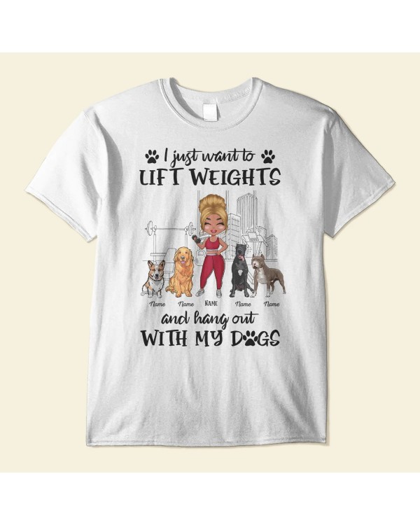 Hang Out With My Dogs – Personalized Shirt – Gift For Gymer – Chibi Fitness Girl