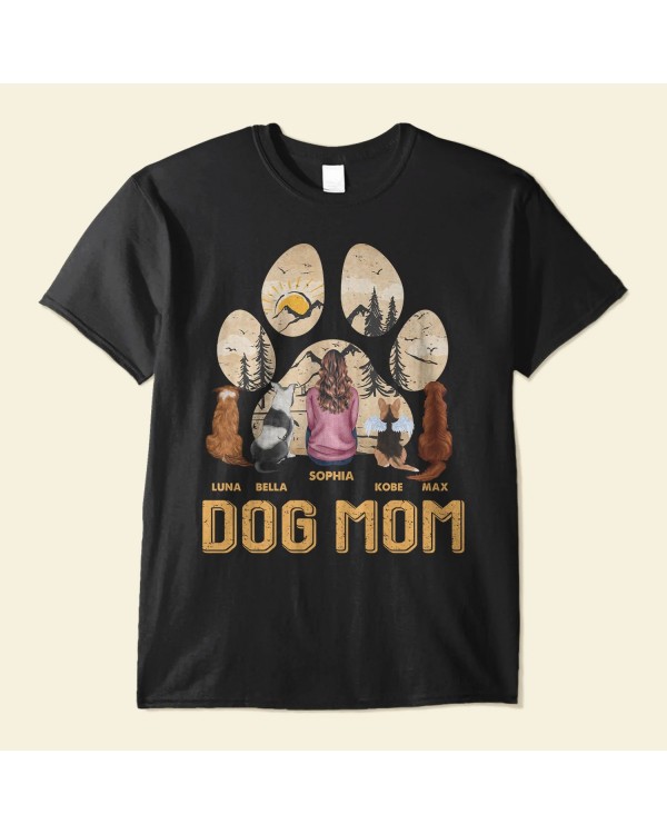 Dog Mom Paw Mountain View Vintage – Personalized Shirt