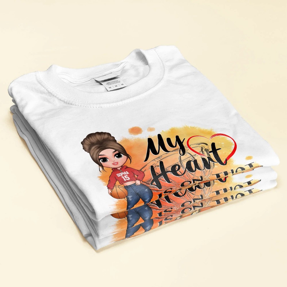 My Heart Is On That Court – Personalized Shirt – Mother’s Day Gift For Basketball Mom Basketball Lover