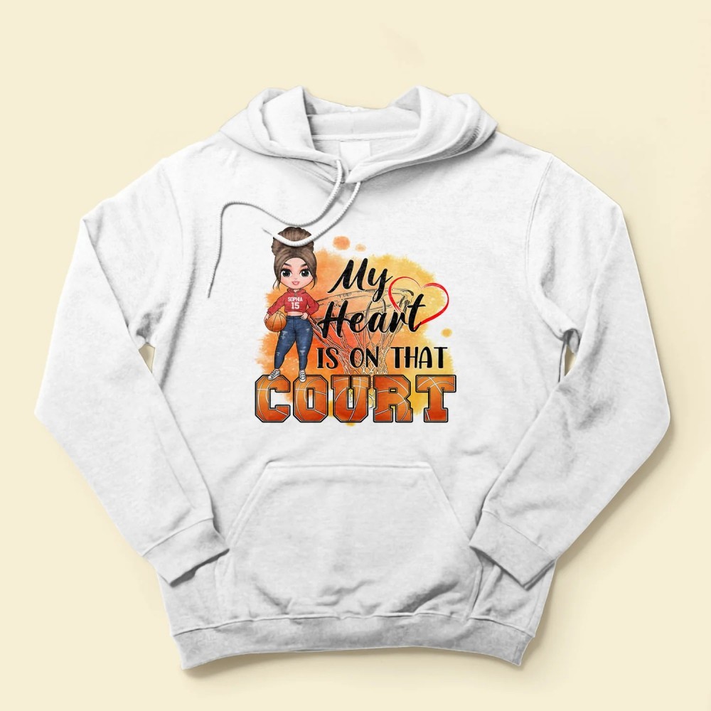 My Heart Is On That Court – Personalized Shirt – Mother’s Day Gift For Basketball Mom Basketball Lover