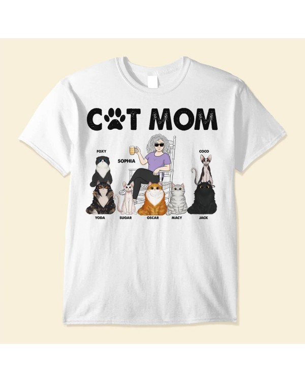 Cat Mom – Personalized Shirt – Birthday Funny Mother’s Day Gift For Her Woman Girl Cat Mom Cat Mama Fur Mama