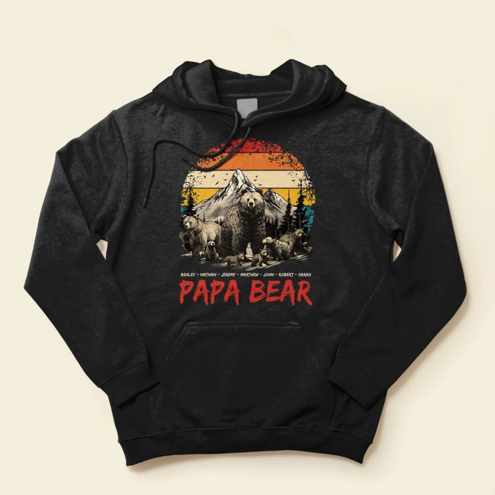 Papa Bear Grandpa Bear Daddy Bear With Cub’s Names – Personalized Shirt