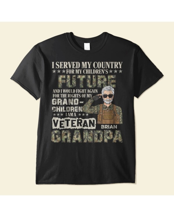 I Am Veteran Grandpa – Personalized Shirt – Father’s Day Birthday Gift For Veteran Granpa Grandfatherdad Father