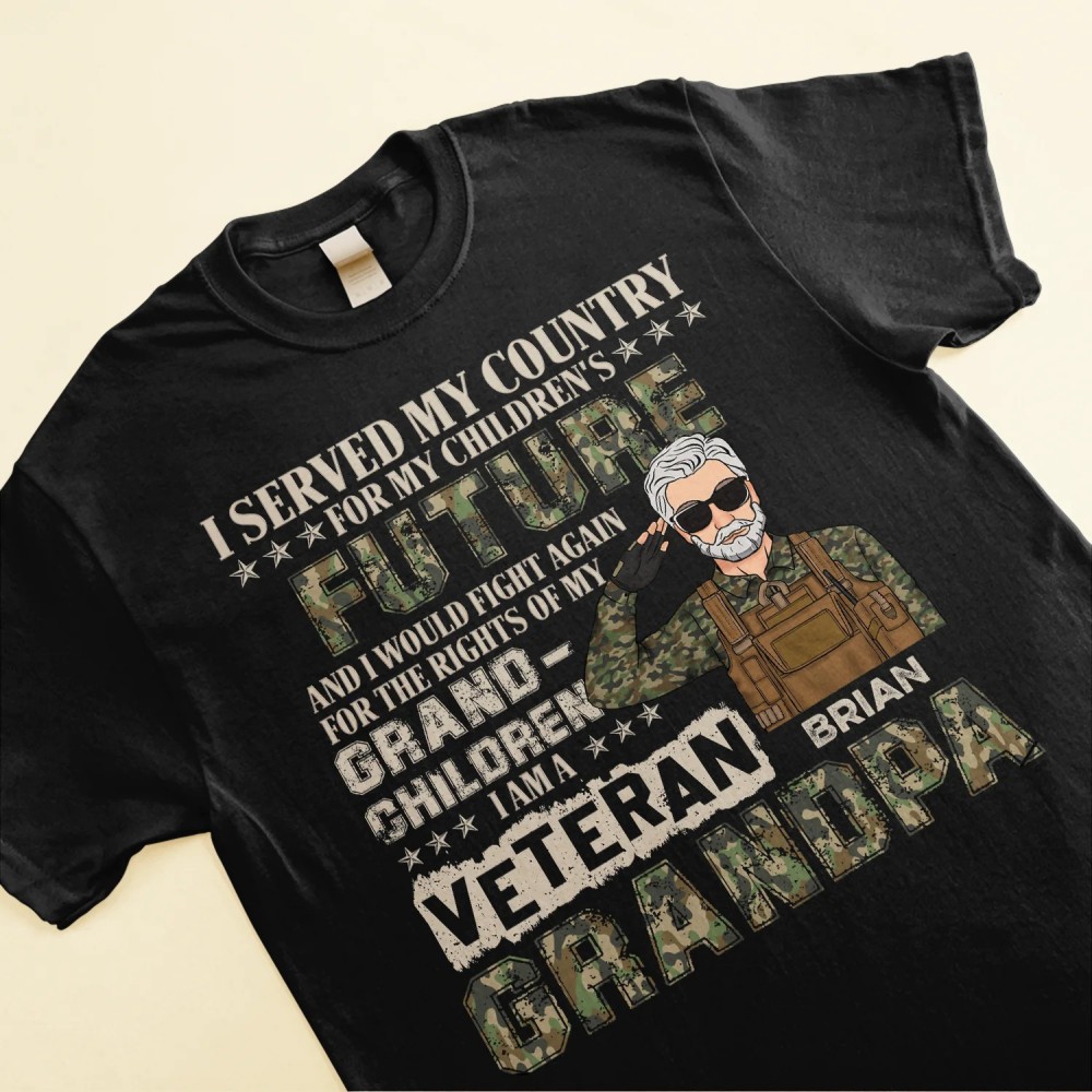 I Am Veteran Grandpa – Personalized Shirt – Father’s Day Birthday Gift For Veteran Granpa Grandfatherdad Father